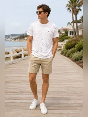 Scotch & Soda White Polka Dot Crewneck T-Shirt XL